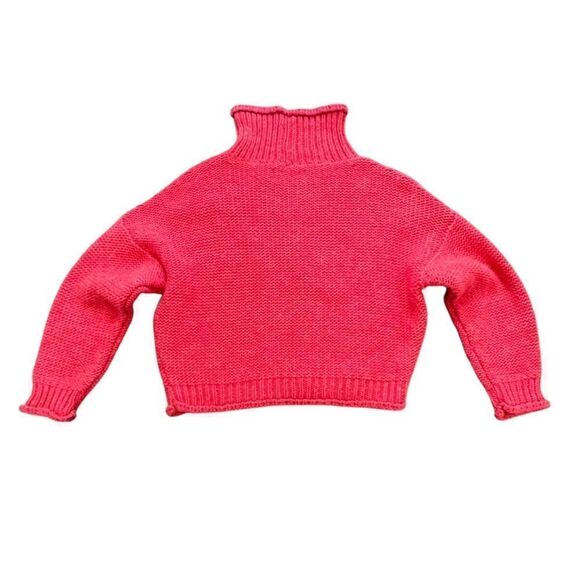 Anthropologie Cropped Turtleneck Sweater | Made in Italy | XS | Coral Knit - Picture 5 of 9